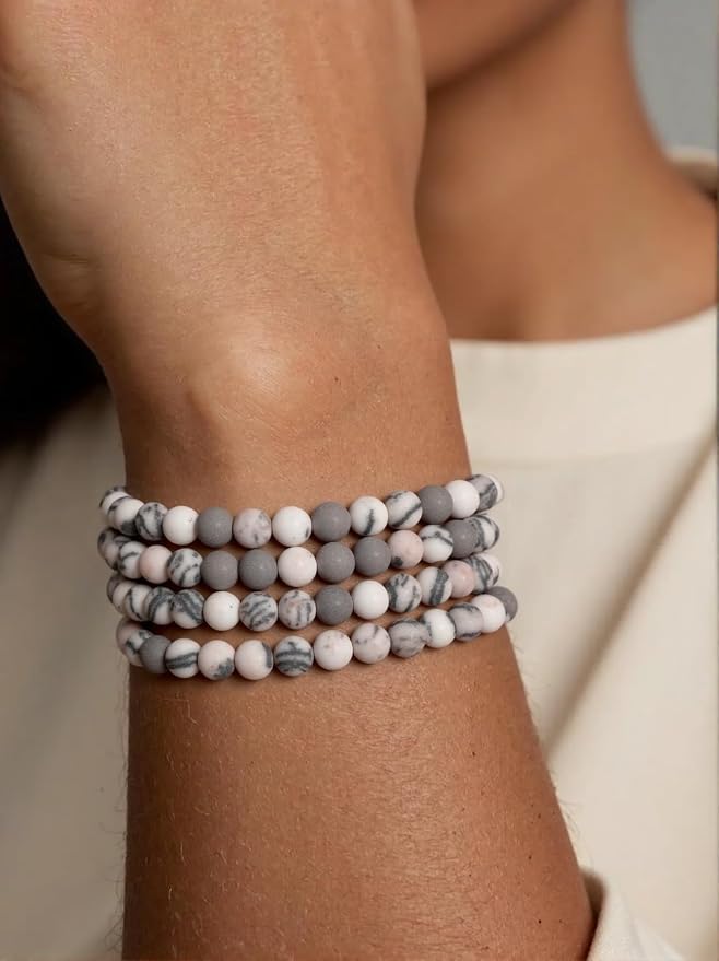 6mm Matte Pink Zebra Jasper Bead, 15-Inch Matte Round Loose Stone Beads - Image 5