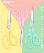 iBayam 8.5" All Purpose Yellow Pink Teal Scissors - Image 8