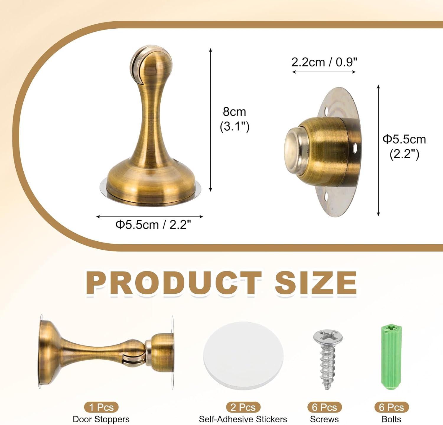 MECCANIXITY Magnetic Door Stoppers Stainless Steel Door Stops, Wall Floor Mounted Doors Holder Keep Doors Open for Home Office Closet (Golden Bronze)