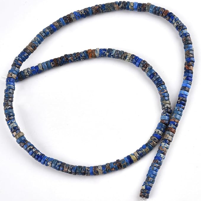 190pcs 4x2mm Dark Blue Natural Sea Sediment Imperial Jasper Heishi Disc - Image 5