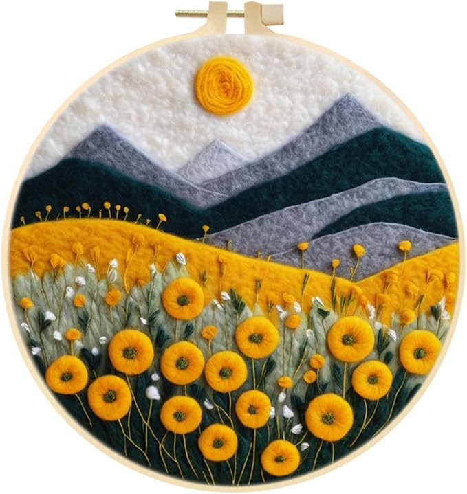 Eforcase Wool Felt Painting Needle Felting Kit, Flowers Landscape Tree Mountain by Eforcase
