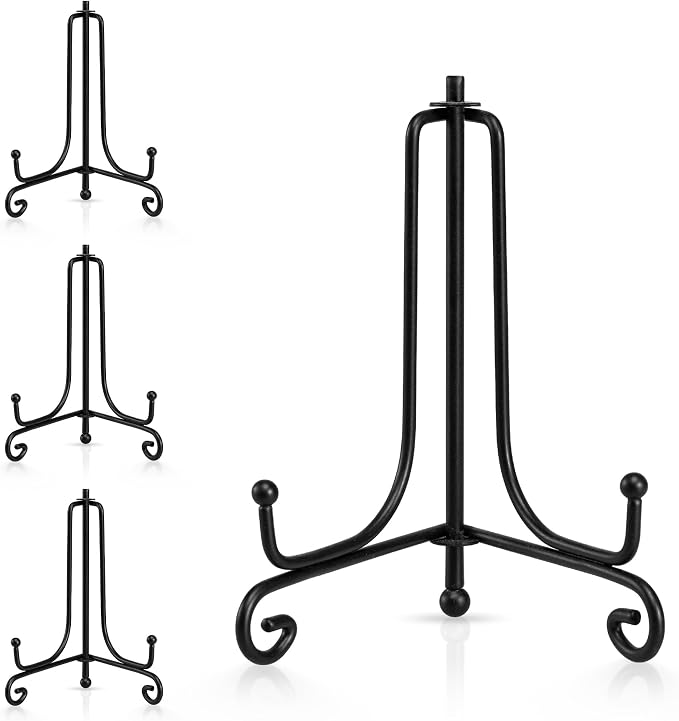 Artliving Plate Stands for Display, 4 Inch Black Iron Easel Plate Display Photo by Artliving