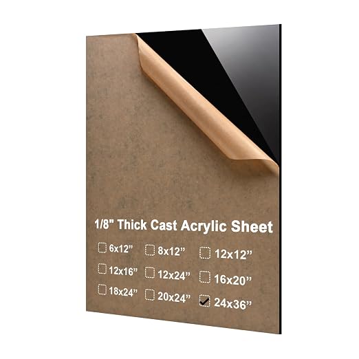 KINLINK 24x36 Plexiglass Sheets 1/8 inch Thick - 3mm Black Cast Acrylic Sheet by KINLINK
