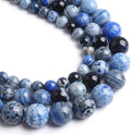 35pcs Round Loose Blue&Grey Fire Agate Beads by Yochus