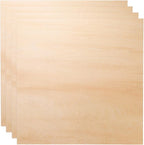 HARFINGTON 4pcs 3mm Basswood Plywood Sheets 18" x 18" x 1/8" Thin Unfinished by HARFINGTON