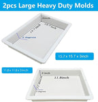 2Pcs Large Reusable Epoxy Resin Table Mold 15.7x15.7x3 inch 11.8x11.8x3 inch - Image 2