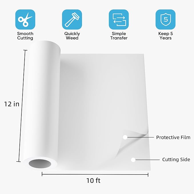 White Permanent Vinyl for Cricut Cutting Machine, Waterproof, Durable White - Image 4