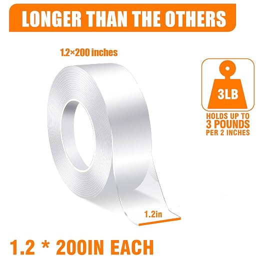 ANLOKE Double Sided Tape Heavy Duty, 1.2 Inchx 200 Inch ，Extra Large Nano - Image 2