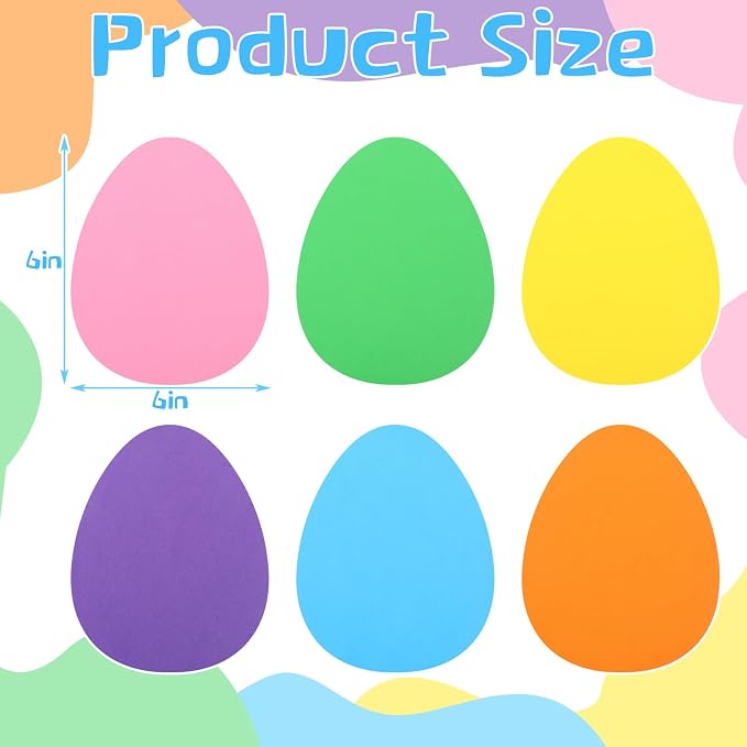 Ireer 48 Pcs Large Foam Easter Egg Cutouts 6 Inch Colorful Bulletin Board Decor - Image 2