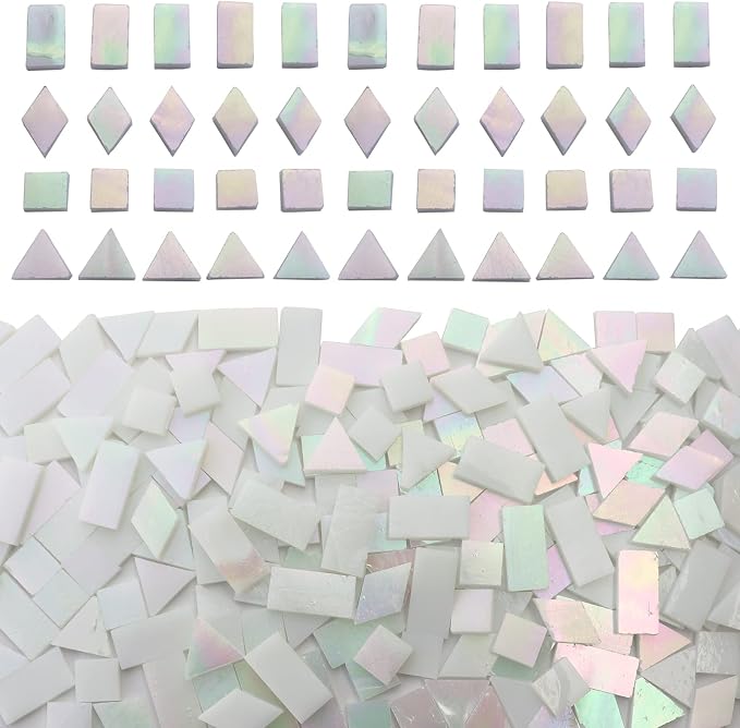 Iridescent White Glass Mosaic Tiles by KALUCION