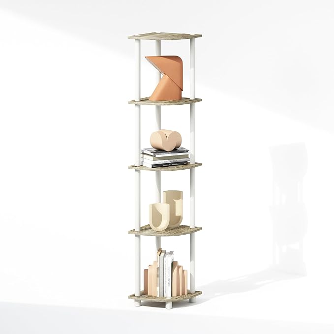 Furinno Turn-N-Tube Storage Shelves, 5-Tier Book Shelf, Corner Shelf, Toolless - Image 7
