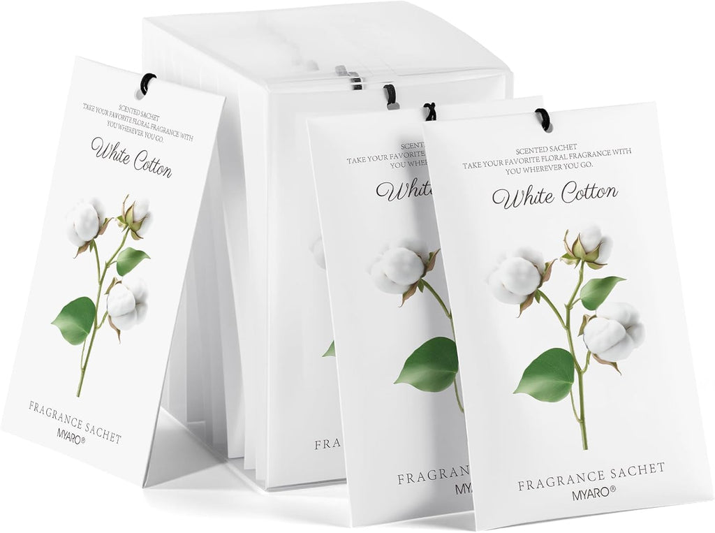 12 Packs Scent Sachets for Closet Clothes Storage - White Cotton Fragrance Long Lasting Home Air Freshener Odor Deodorizer