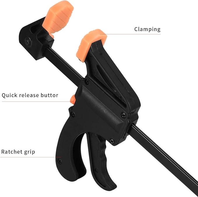 4 Inch Bar Clamps for Woodworking, One Handed Ratchet Wood Working Clamp - Image 3