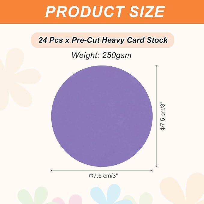 MECCANIXITY 24 Pcs Circle Card Stock, 3 Inch Round Cutouts Paper Thick - Image 2