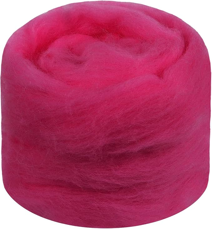 JeogYong Needle Felting Wool, 1.76oz Wool Roving Chunky Wool Yarn, Rose Red by JeogYong