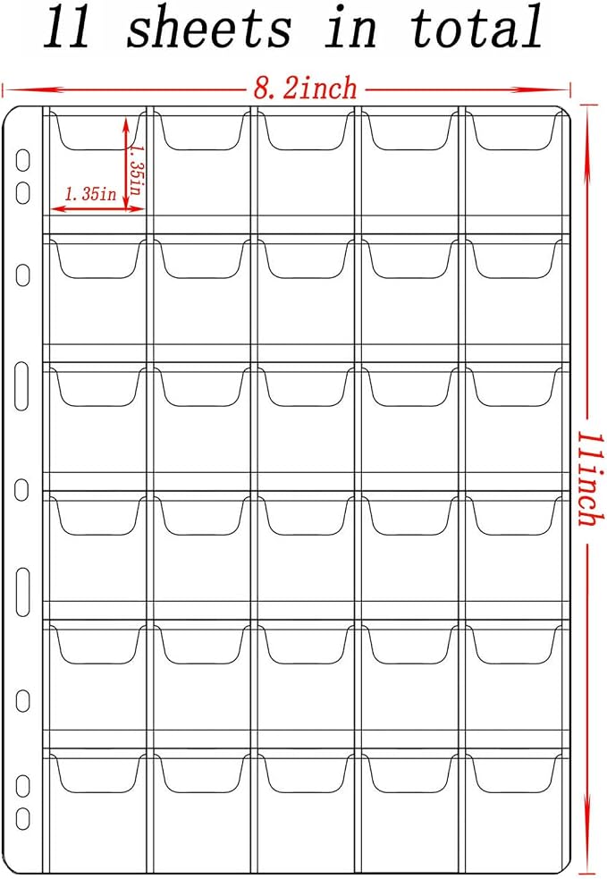 330 Pockets Coin Binder Collection Supplies Pages, Standard 9 Hole Coin - Image 2