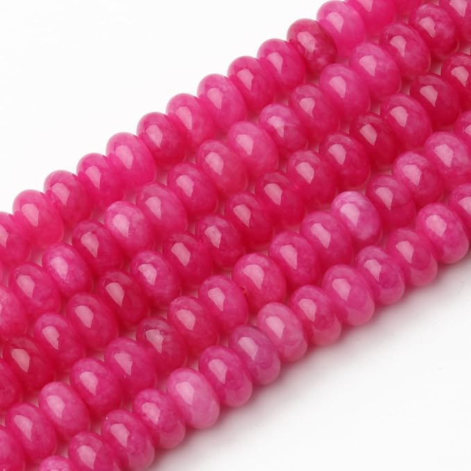 Songxi 5x8mm Natural Rose Colored Jade Stone Rondelle Beads, Gemstone - Image 5