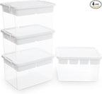 Citylife 32QT 4-Pack Clear Craft Storage Box Buildable Lid Removable Tray | by Anywish