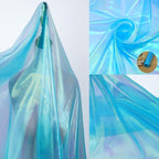 Sky Blue Iridescent Organza Fabric - Image 7
