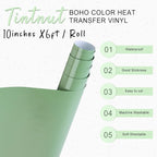 Tintnut Sage Green Heat Transfer Vinyl, 10inx6ft Iron on Vinyl | Neutral boho - Image 2