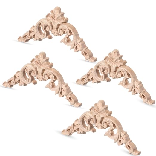 4 Pcs Wood Appliques for Furniture, Victorian Furniture Decorative Wood Trim by Unknown