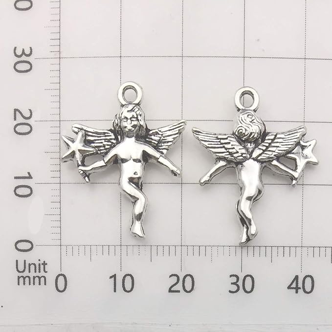 iloveDIYbeads 100g Craft Supplies Antique Silver Wings Angel Fairy Charms - Image 6