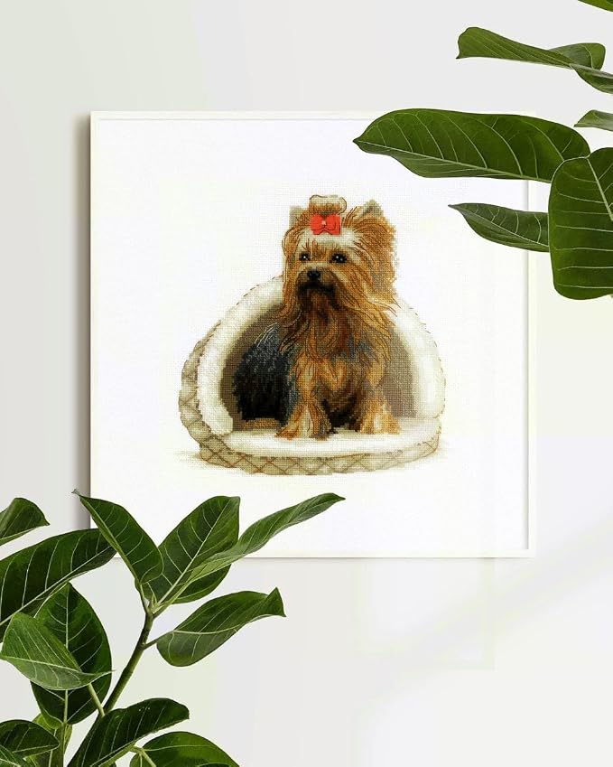 RIOLIS - Yorkshire Terrier 2152, Dogs Cross Stitch Kits 9¾" x 9¾", Counted - Image 5