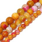 35pcs Round Loose Orange Fire Agate Beads - Image 3