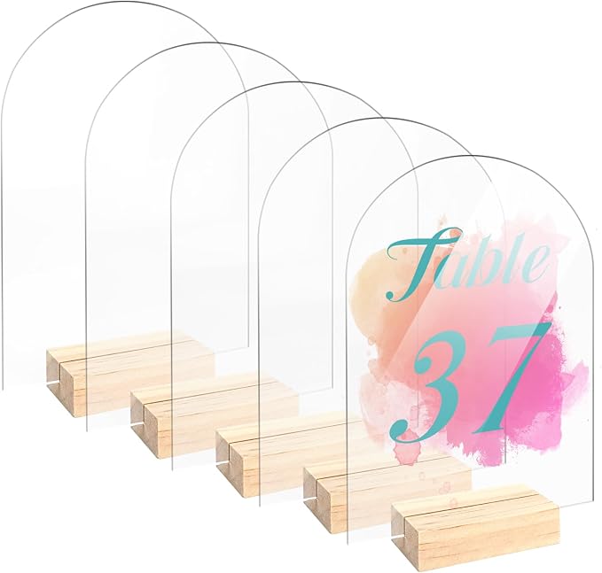 Bercoor 5 Pack 5x7 Inch Blank Clear Arch Acrylic Sign by Bercoor