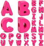 26 Pcs Chunky Large Magenta Letter Beads, 20mm Jumbo 3D Acrylic Letter Beads by DoDoBeads