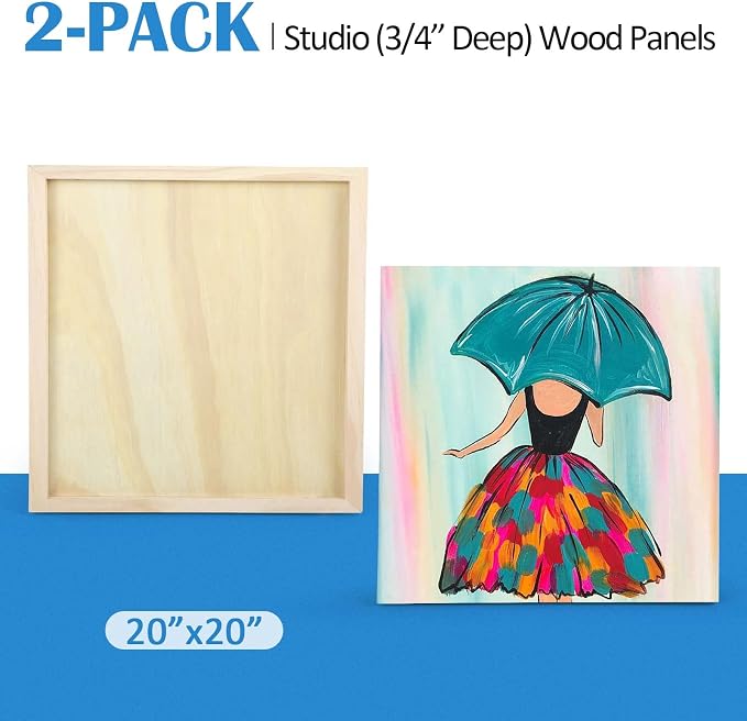 Falling in Art 2 Pack 20x20 Unfinished Birch Wood Panels Kit - Image 5
