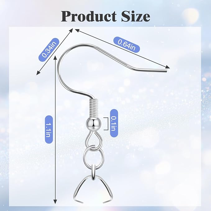 Earring Hooks 50PCS/25Pairs, Stainless Steel Ear Wires Fish Hooks, - Image 2