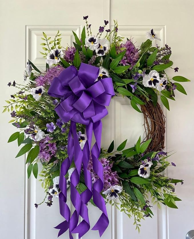 HUIHUANG Purple Wired Ribbon 2.5 inch Purple Satin Wire Edge Ribbon - Image 6