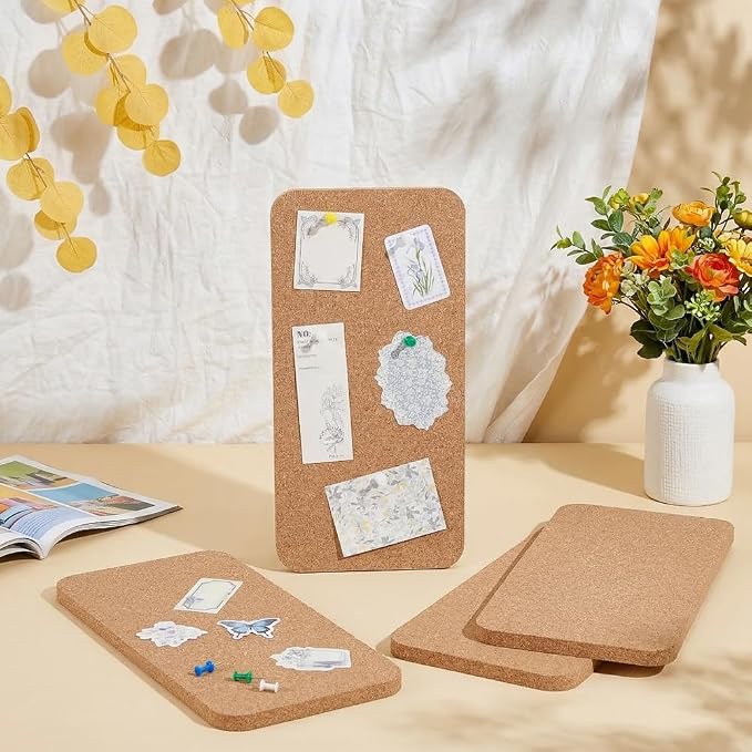 OLYCRAFT 4Pcs Rectangle Bulletin Boards 6x12 Inch Non Self-Adhesive Wood Cork - Image 4