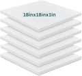 Frienda 6 Pack 1" X 18" X 18" Upholstery High Density Foam Cushion White by Frienda