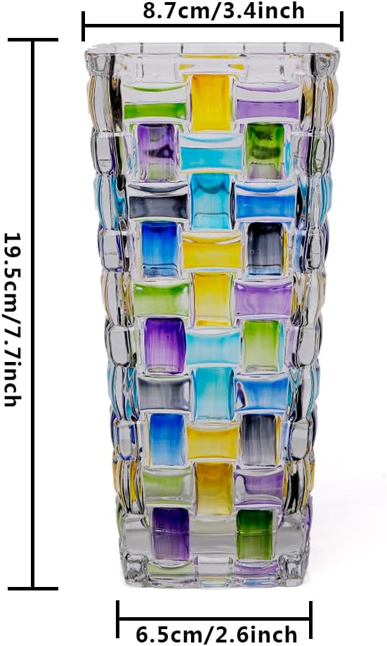 Magcolor Hand Painted Blue Woven Glass Vase -Crystal Flower Vase- 7.7 inch - Image 2
