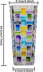 Magcolor Hand Painted Blue Woven Glass Vase -Crystal Flower Vase- 7.7 inch - Image 2