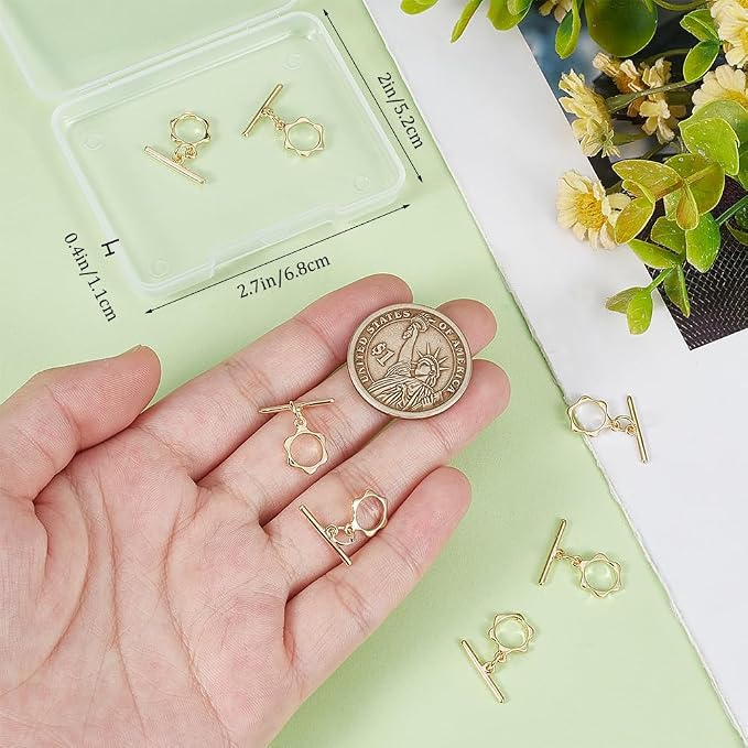 Beebeecraft 1 Box 10Pcs Toggle Clasps T-bar Closure Connectors Real 18K Gold - Image 3