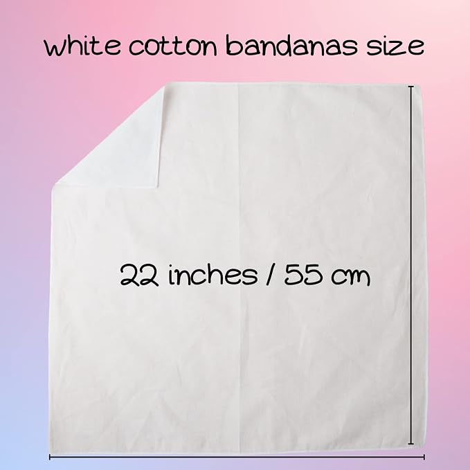 White Bandanas Women Men Large Cotton Tie Dye Party Supplies Plain Head Wrap - Image 2