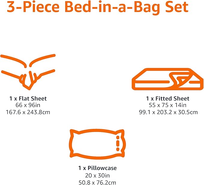 Amazon Basics Lightweight Microfiber 3-Piece Bed Sheet Set, Twin XL, Oliver - Image 6