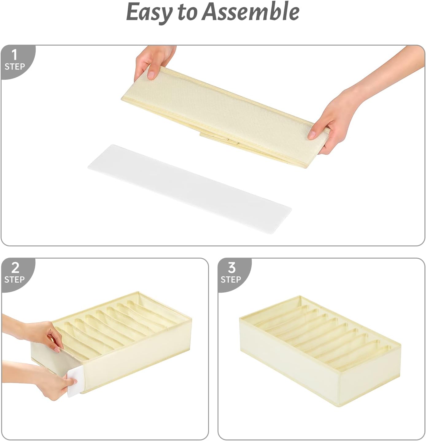 4 Packs T-shirt Drawer Organizers for Clothing,10 Grids Compartment Wardrobe Storage Box, Washable Clothes Organizer for Folded Clothes, T-shirt, Legging-Beige