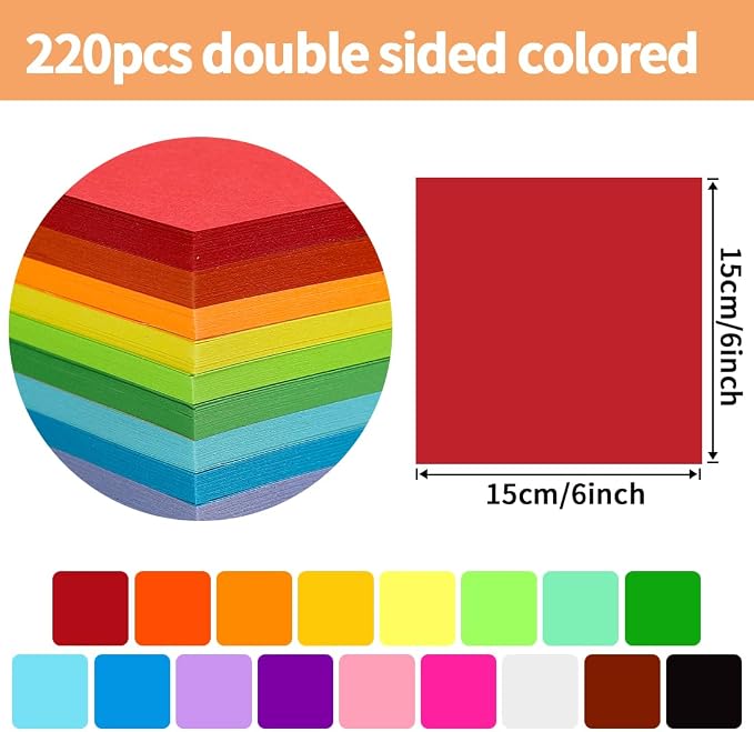 Praisebank Red Origami Paper, Double Sided Color, Origami Paper Kit - Image 2