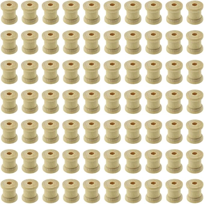 HAHIYO 0.6Inch 70pcs Natural Wood Unfinished Wooden Empty Thread Spool Smooth by Unknown