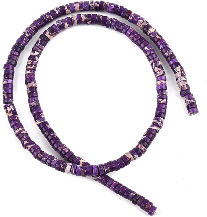 190pcs 4x2mm Purple Natural Sea Sediment Imperial Jasper Heishi Disc Rondelle - Image 5