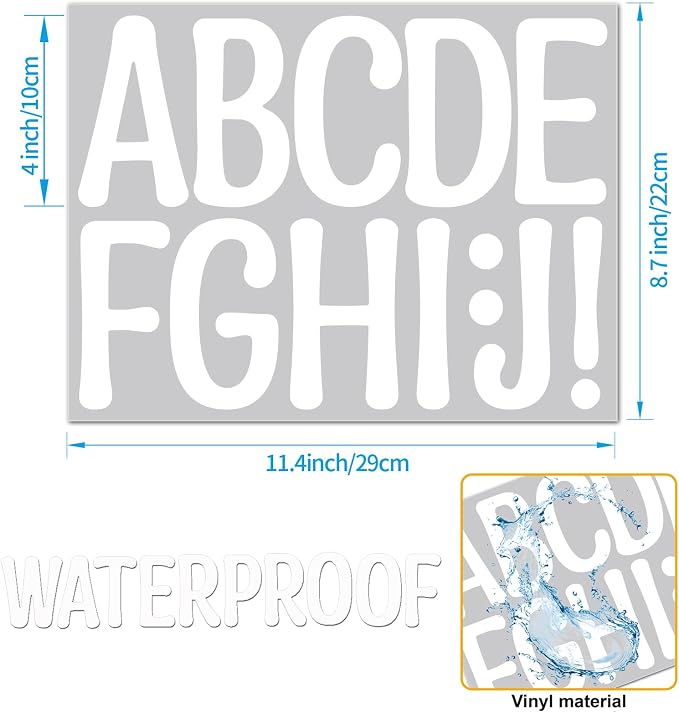 Bemeol 30 Sheets Large Letter Stickers 4 Inch Alphabet Letter Stickers Self - Image 3