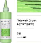 MEEDEN Soft Body Acrylic Paint: Yellow Green Light Matte Finish - 250ml/8.45oz - Image 2