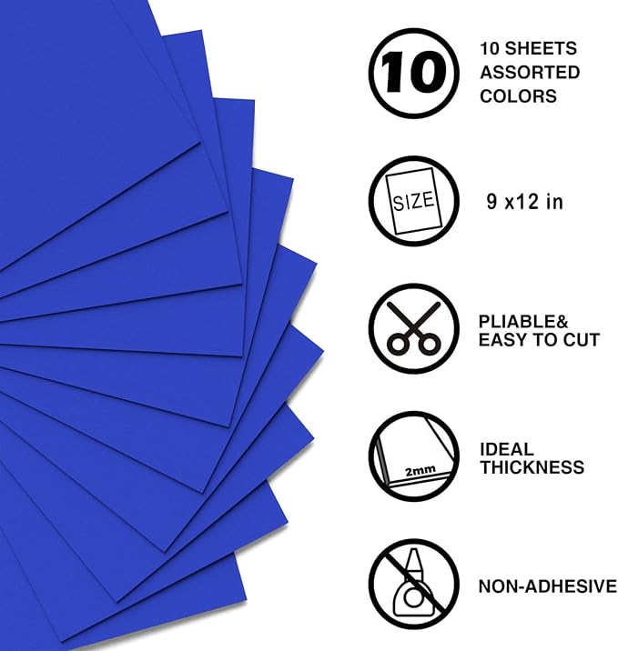 MEARCOOH Blue Foam Sheets Crafts 9x12 Inch 2mm Eva Color Craft Foam Paper - Image 2
