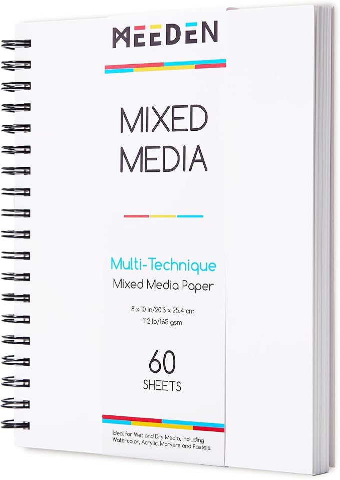 MEEDEN Mixed Media Paper Pad: 8" x 10" 112lb/165gsm Spiral Bound Mixed Media by MEEDEN