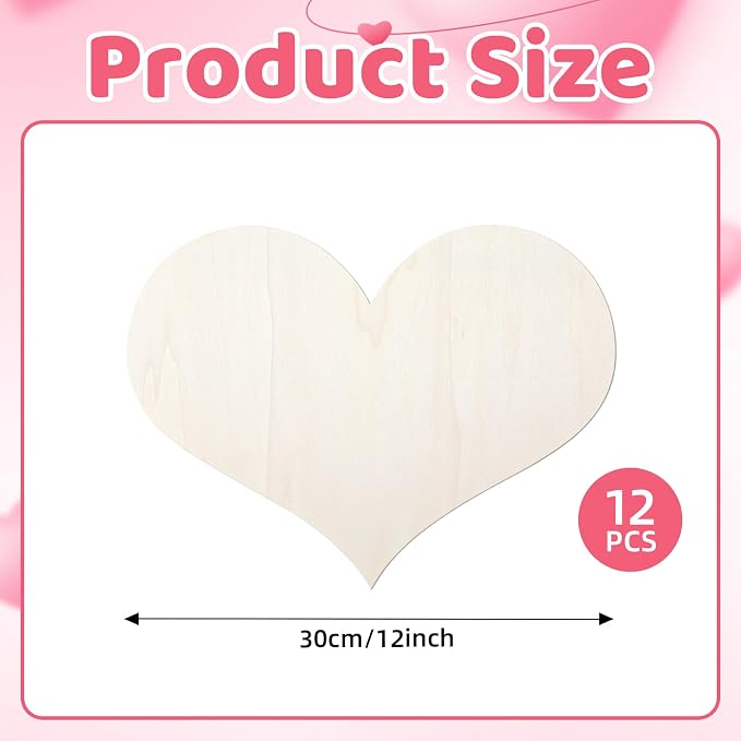 12 Pack 12 Inch Valentine Wood Heart Cutouts - Image 2