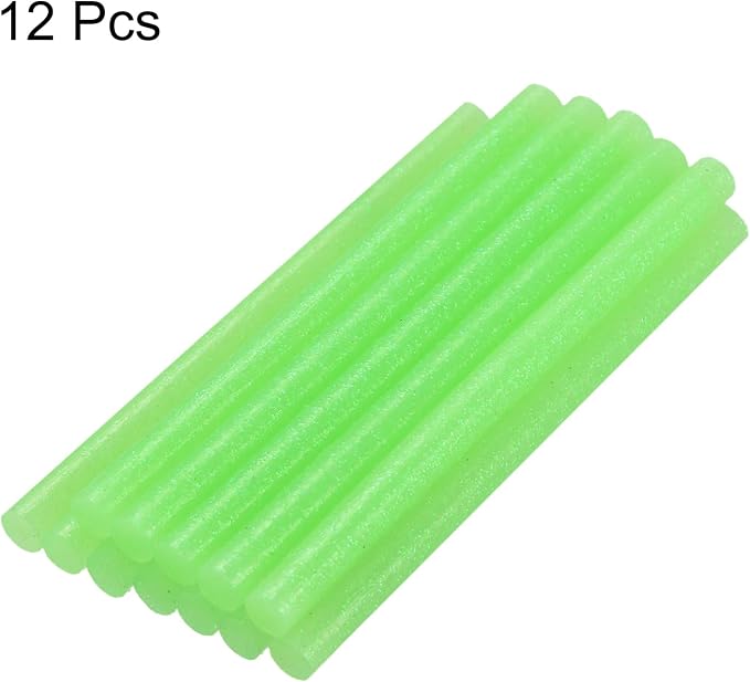 uxcell Mini Hot Glue Sticks for Glue Gun 7mm x 100mm Glitter Light Green 12pcs - Image 3